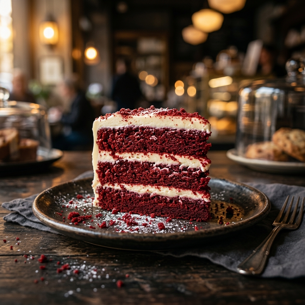 Red velvet cake with cream cheese frosting